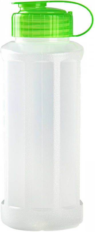 Forte Plastics Kunststof waterfles 1100 ml transparant met dop groen Drinkflessen