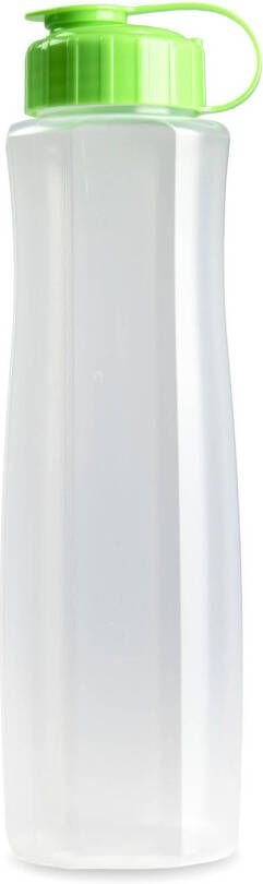 Forte Plastics Kunststof waterfles 1500 ml transparant met dop groen Drinkflessen