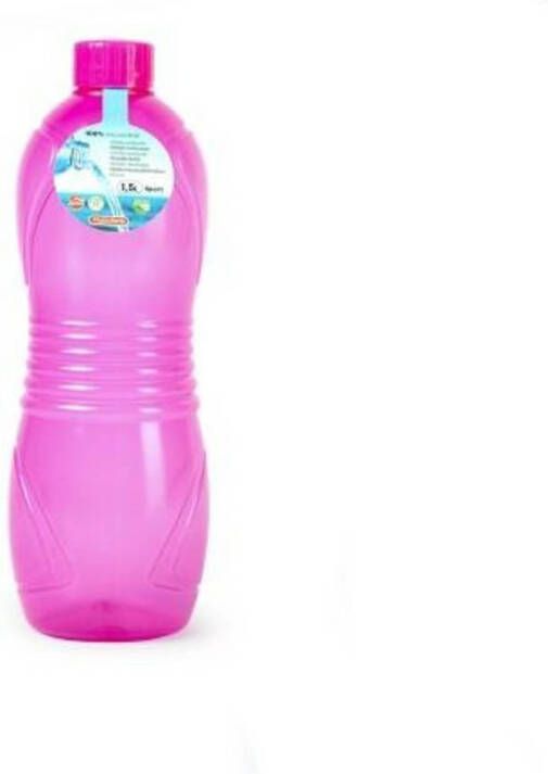 Forte Plastics Plasticforte Drinkfles waterfles bidon 1000 ml transparant roze kunststof Drinkflessen
