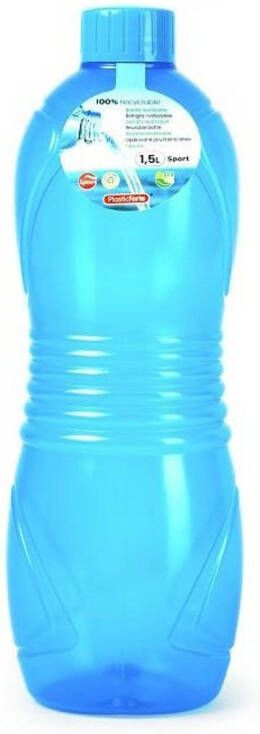 Forte Plastics Plasticforte Drinkfles waterfles bidon 1500 ml transparant blauw kunststof Drinkflessen