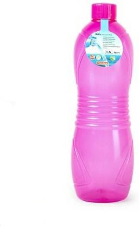 Forte Plastics Plasticforte Drinkfles waterfles bidon 1500 ml transparant roze kunststof Drinkflessen