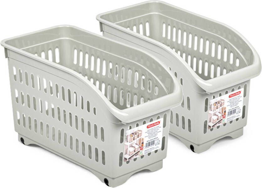 Forte Plastics Plasticforte opberg Trolley Container 2x beige L30 x B15 x H18 cm kunststof Opberg trolley