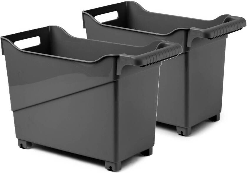 Forte Plastics Plasticforte opberg Trolley Container 2x zwart L38 x B18 x H26 cm kunststof Opberg trolley