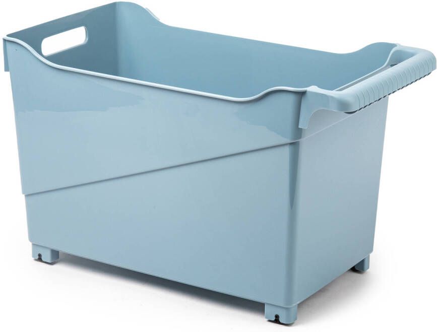 Forte Plastics Plasticforte opberg Trolley Container ijsblauw op wieltjes L45 x B24 x H27 cm kunststof Opberg trolley