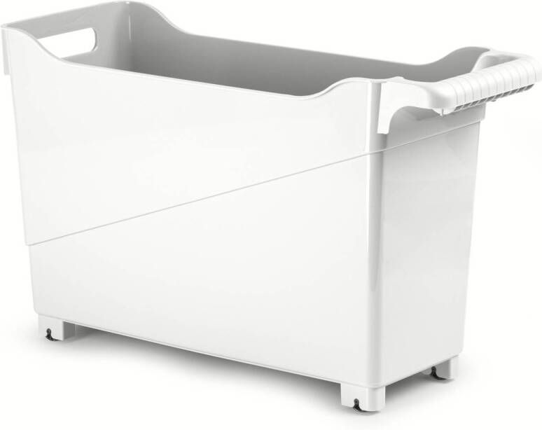 Forte Plastics Plasticforte opberg Trolley Container ivoor wit op wieltjes L45 x B17 x H29 cm kunststof Opberg trolley