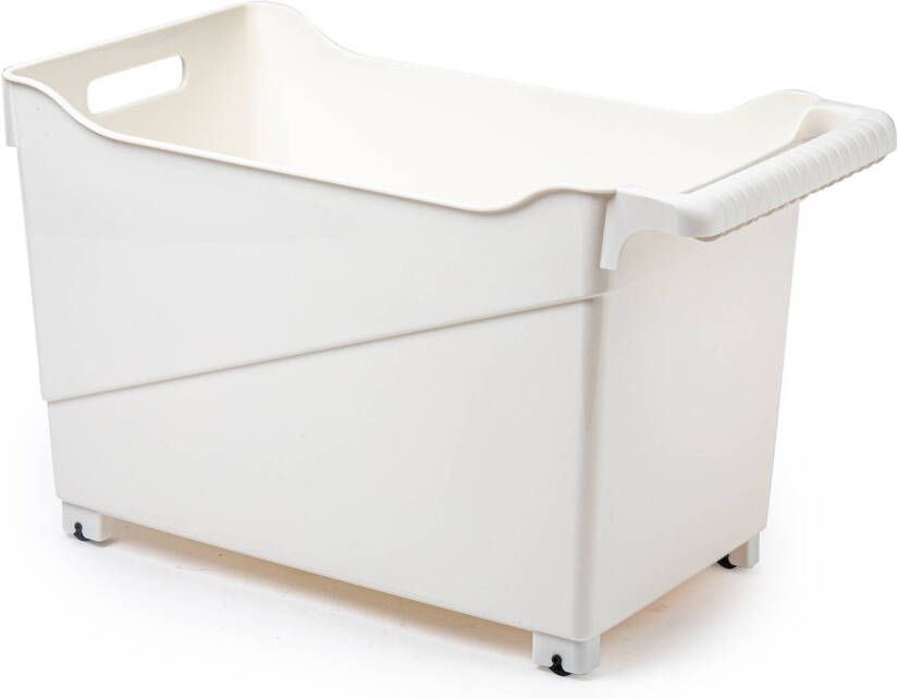 Forte Plastics Plasticforte opberg Trolley Container ivoor wit op wieltjes L45 x B24 x H27 cm kunststof Opberg trolley