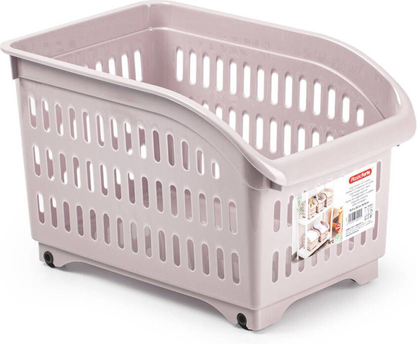 Forte Plastics Plasticforte opberg Trolley Container roze op wieltjes L30 x B18 x H19 cm kunststof Opberg trolley