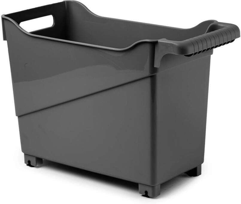 Forte Plastics Plasticforte opberg Trolley Container zwart op wieltjes L38 x B18 x H26 cm kunststof Opberg trolley