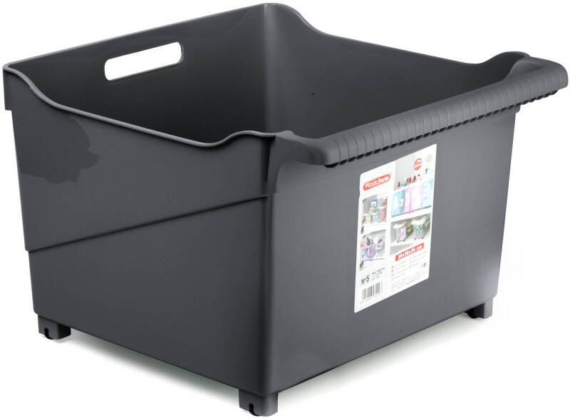 Forte Plastics Plasticforte opberg Trolley Container zwart op wieltjes L39 x B38 x H26 cm kunststof Opberg trolley