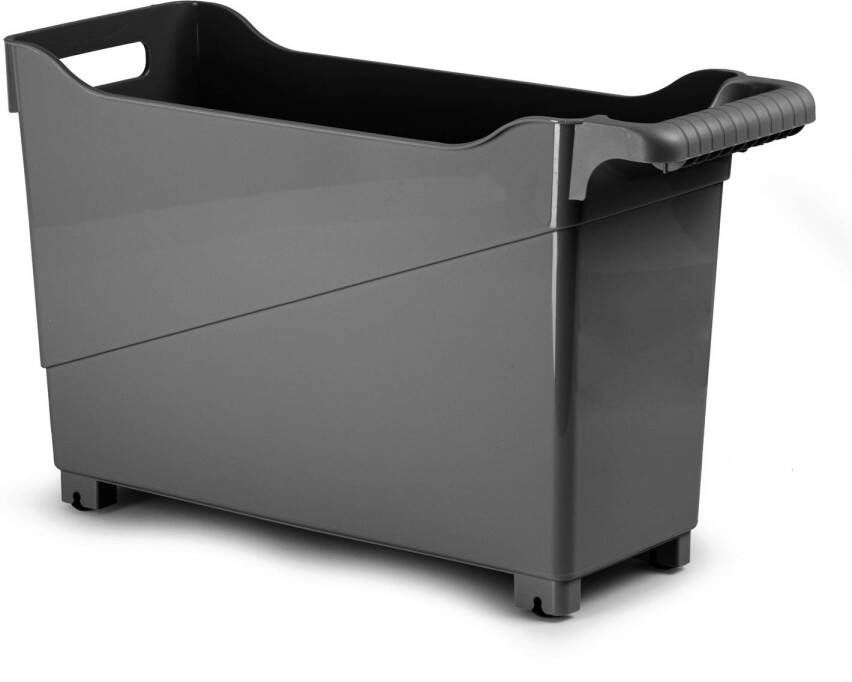 Forte Plastics Plasticforte opberg Trolley Container zwart op wieltjes L45 x B17 x H29 cm kunststof Opberg trolley