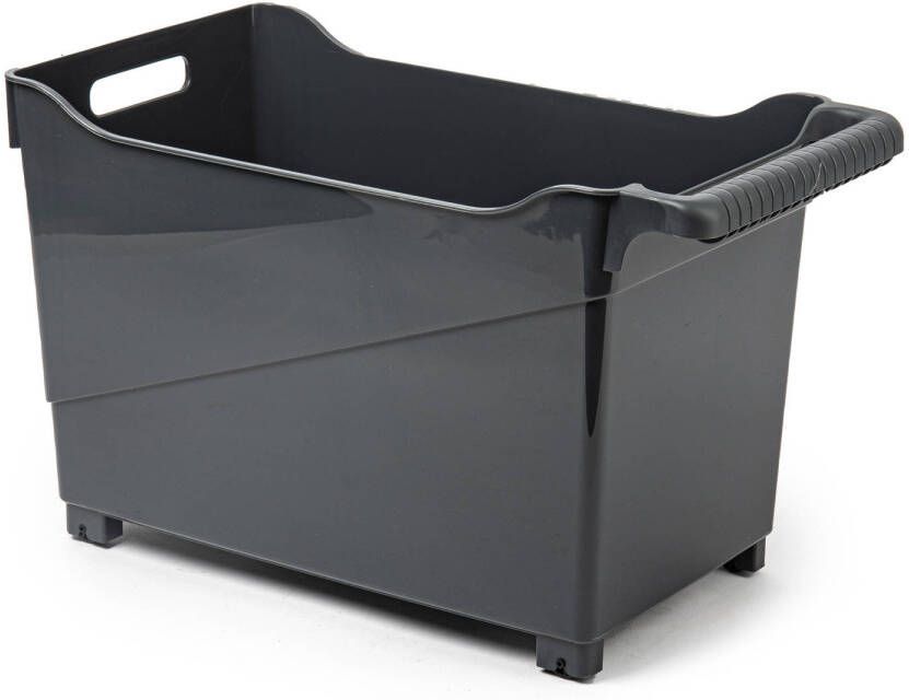 Forte Plastics Plasticforte opberg Trolley Container zwart op wieltjes L45 x B24 x H27 cm kunststof Opberg trolley