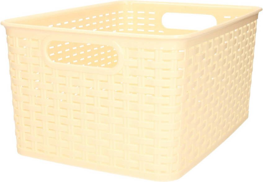 Forte Plastics Plasticforte Opbergmand Kastmand rotan kunststof beige geel 18 Liter 29 x 39 x 20 cm Opbergmanden