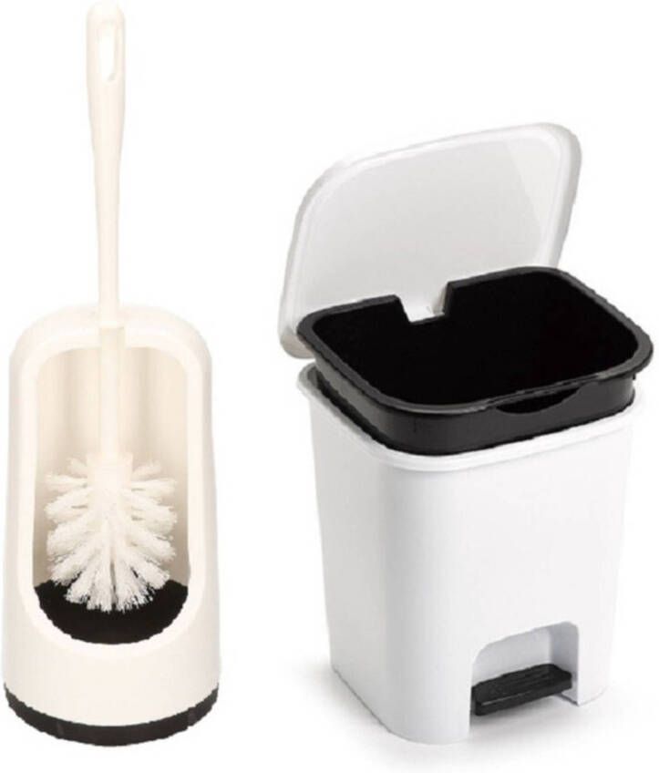Forte Plastics PlasticForte Toilet accessoires set WC-borstel pedaalemmer 7.5L wit Toiletaccessoireset
