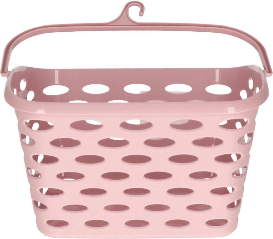 Forte Plastics Plasticforte Wasknijpers ophang mandje aan haak 26 x 15 x 21 cm oud roze kunststof knijperszakken