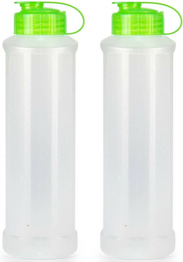 Forte Plastics Plasticforte Waterfles bidon 2x 1600 ml transparant groen Drinkflessen
