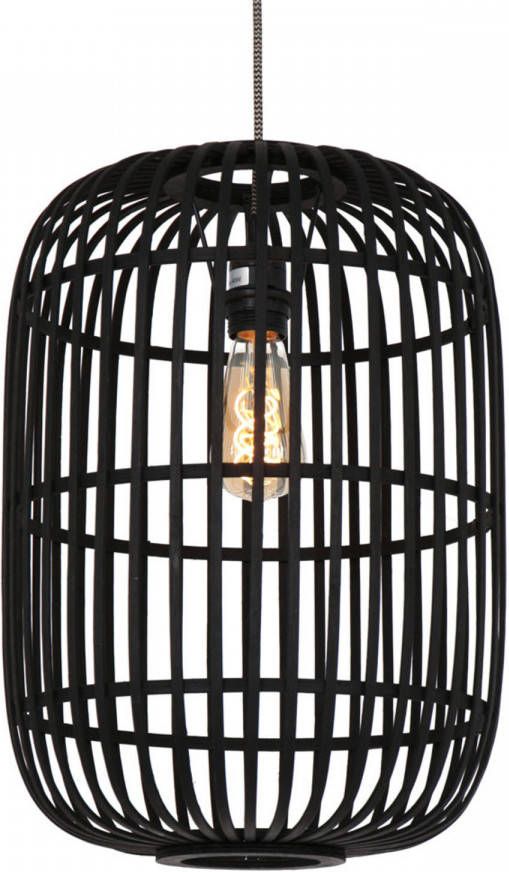 Freelight Treccia hanglamp met bamboe kap Ø32 cm in hoogte verstelbaar zwart