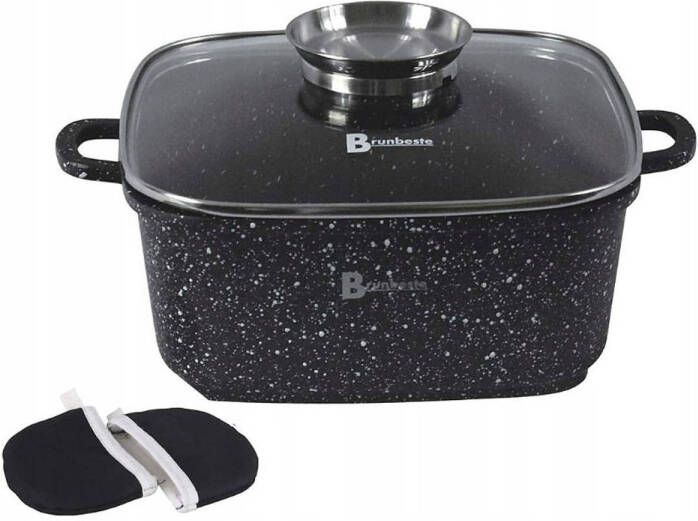 Frico Brunbeste Aluminium Braadpan Pan met Marmercoating Pan 6.5L 28cm Met Glazen Deksel