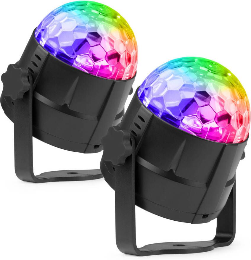 Fuzzix set van 2 Tornado RGB discolampen met zuignapstandaards en bevestigingsbeugel