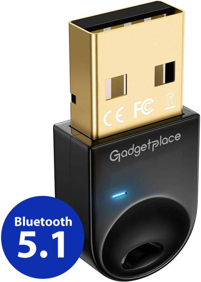 Gadgetplace Bluetooth 5.1 Adapter voor PC Bluetooth dongle Bluetooth receiver Windows 11 10 8.1 8 7 XP