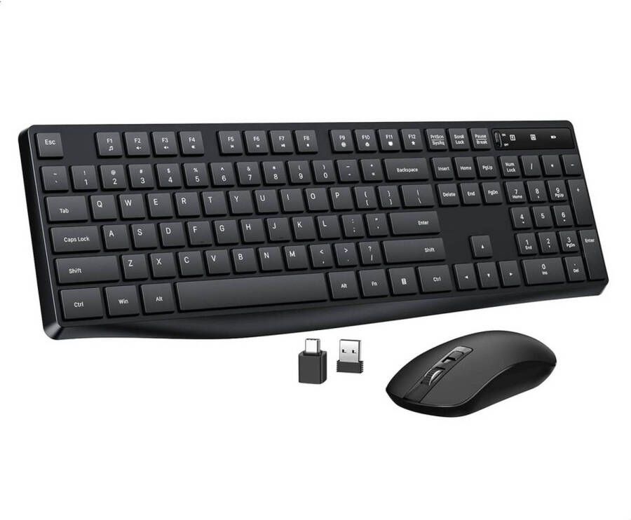 Gadgetplace Draadloos Toetsenbord met Muis Set Stille toetsen Qwerty Keyboard + muis-sets Draadloze muis