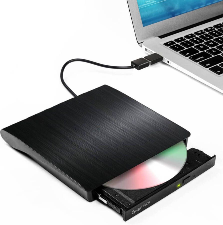 Gadgetplace Externe DVD Speler en Brander voor Laptop & Macbook DVD CD USB 3.0 en USB-C adapter Optische drive Plug & Play