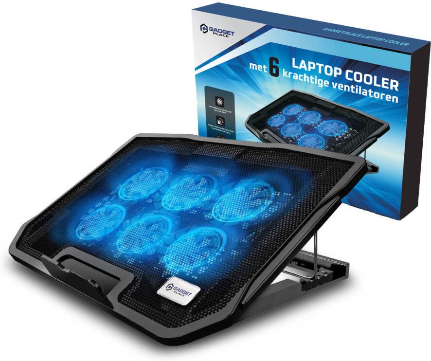 Gadgetplace Universele Laptop standaard met Koelfunctie Verstelbaar Tot 17 inch Laptop cooler Laptop koeler