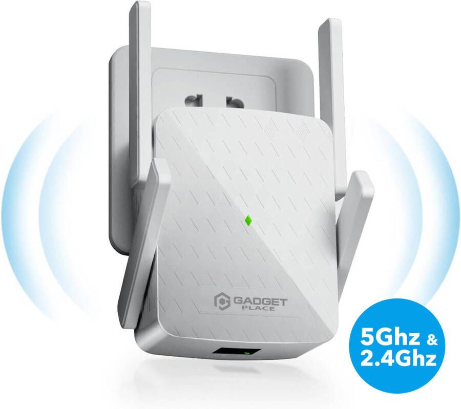 Gadgetplace Wifi Versterker Stopcontact 1200Mbps Dual band 5Ghz & 2.4Ghz Stopcontact Wifi Repeater Wifi extender