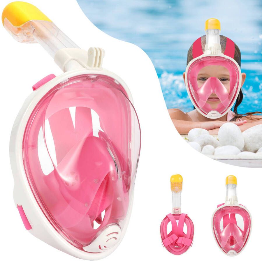 Gadgy Duikmasker Full Face Kinderen Duikbril met Snorkel Snorkelset Kinderen Snorkelmasker Kind Roze Snorkelen en