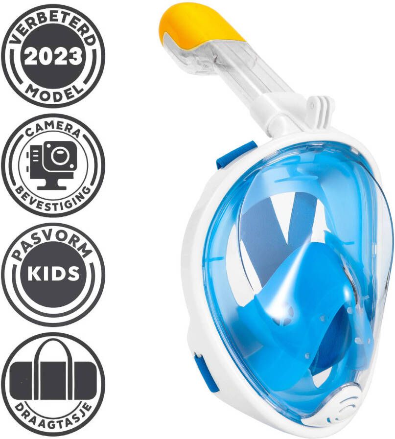Gadgy Snorkelmasker voor kinderen Snorkelset Blauw Full Face Duikmasker Kind Duikbril met Snorkel Snorkelen en