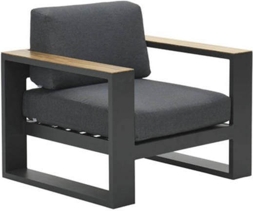 Garden Impressions Plaza Lounge Tuinstoel Donker Grijs Teaklook