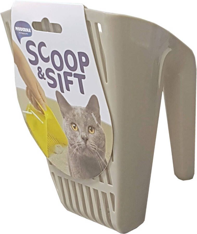 Gebr. de Boon Moderna plastic kattenbakschep scoop & sift warmgrijs