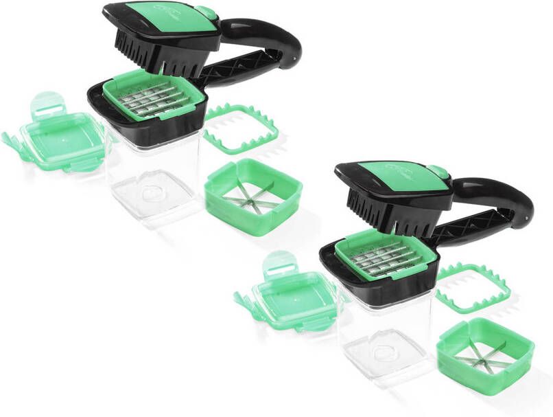 Genius Nicer Dicer Quick 5-in-1 handformaat groentesnijder 7-delige set – mandoline keukenhulp Set van 2