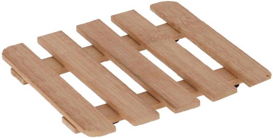 Gerimport Pannenonderzetter van hout vierkant 15 x 15 cm Panonderzetters