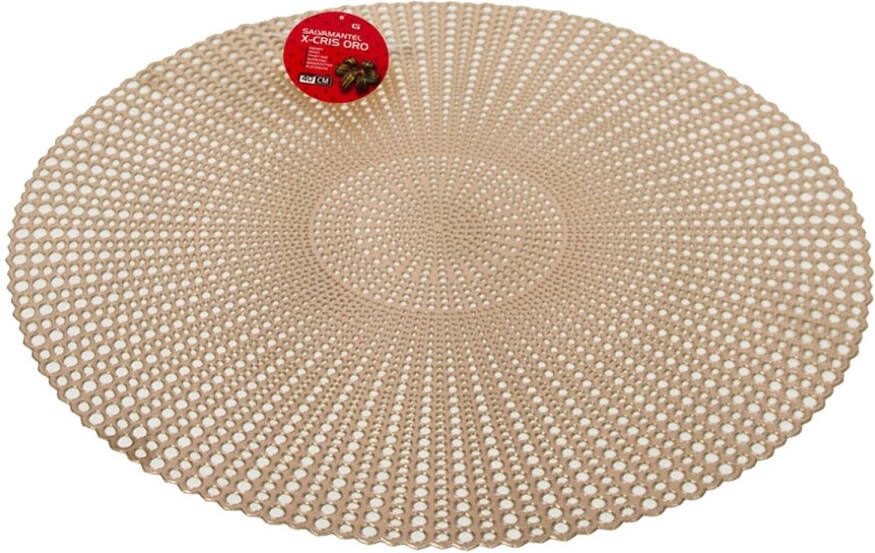 Gerimport Ronde kunststof dinner placemats goud-kleur met diameter 40 cm Placemats