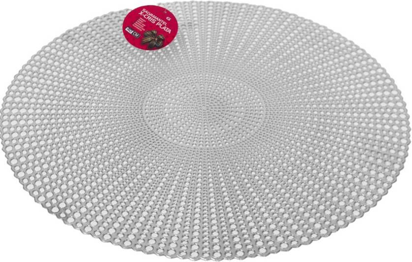 Gerimport Ronde kunststof dinner placemats zilver met diameter 40 cm Placemats