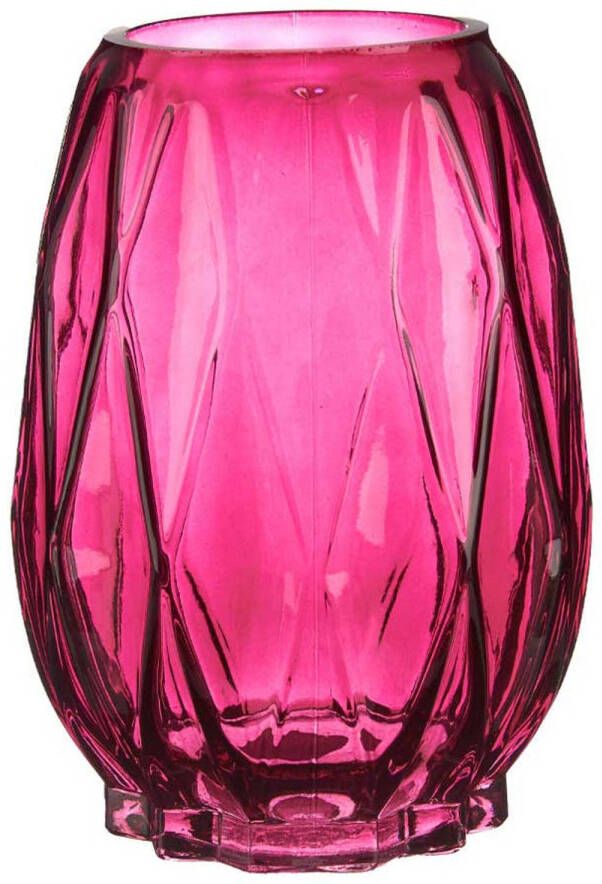 Giftdeco Bloemenvaas luxe decoratie glas roze 13 x 19 cm Vazen