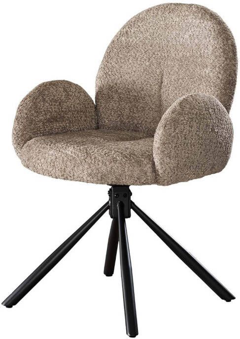 Giga Meubel Armstoel Bouclé Zandkleur Draaibaar 62x85x65cm Rondo