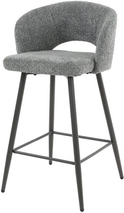 Giga Meubel Barstoel Bouclé Grijs Zithoogte 69cm 51x50x94cm Salon