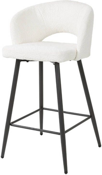 Giga Meubel Barstoel Bouclé Wit Zithoogte 69cm 51x50x94cm Salon