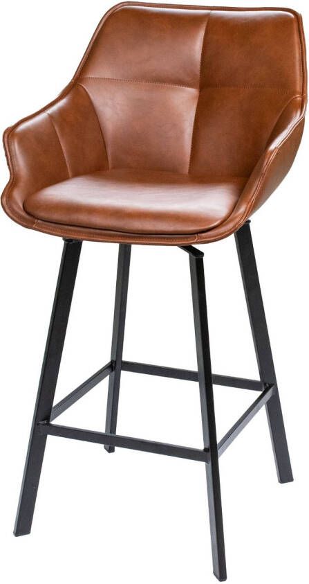 Giga Meubel Barstoel Kunstleer Cognac Draaibaar 49x53x92cm Shannon