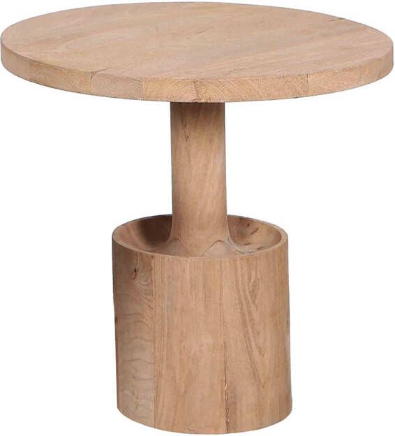 Giga Meubel Bijzettafel Naturel Mangohout Kolompoot 45x45x45cm Stacy