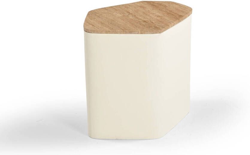 Giga Meubel Bijzettafel Organisch 53cm Beige Naturel Travertin Cersei