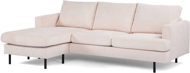 Giga Meubel Chaise Longue Bank 3-Zits Beige Stof 218x152x82cm Fjord