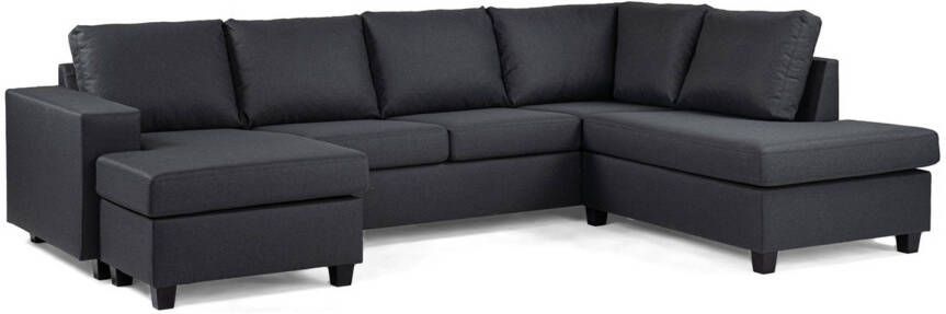 Giga Meubel Chaise Longue Bank Antraciet Stof 3-Zits Rechts Malmo