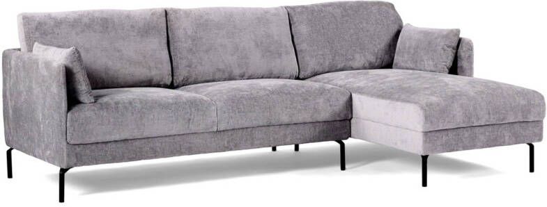 Giga Meubel Chaise Longue Bank Grijs 3-Zits Rechts 255x157x85cm Pablo