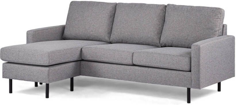 Giga Meubel Chaise Longue Bank Grijs Stof Metaal 3-Zits Links Malmo