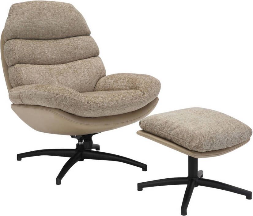 Giga Meubel Draaifauteuil Liane Taupe met Voetenbankje