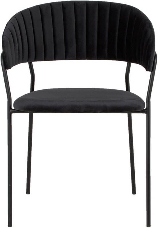 Giga Meubel Eetkamerstoel Zwart Velvet Metaal 57x52x75cm -Turin