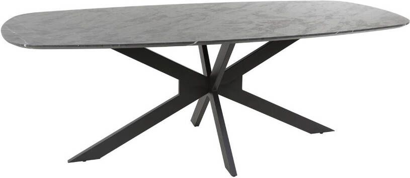 Giga Meubel Eettafel Deens Ovaal 215cm Zwart Marmerlook 6-8 Personen