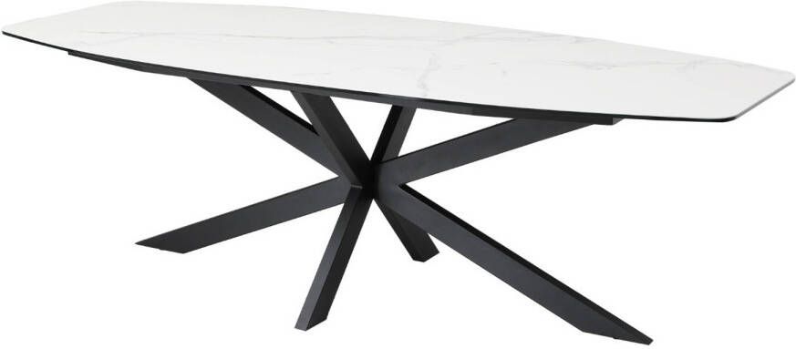 Giga Meubel Eettafel Deens Ovaal 240cm Keramisch Wit X-Poot Alicia